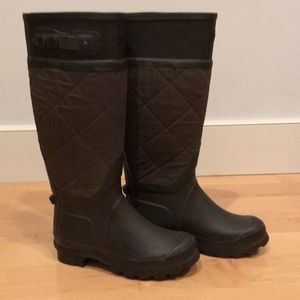 Barbour rubber waxed cotton rain boot size 6